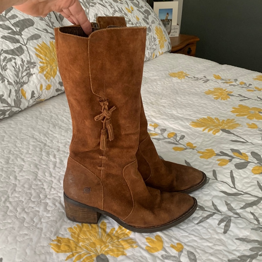 Born brown suede tall boots. Size 9